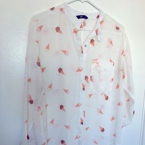 Unique Vintage button-down blouse ice cream print